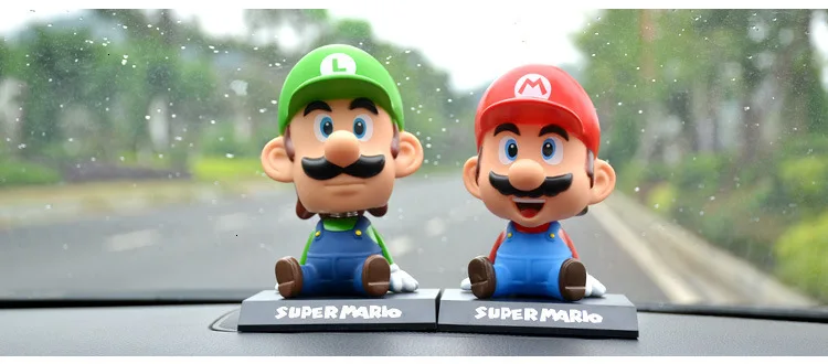 Super Mario Bros экшн-фигурка, кукла, милый супер Марио, качающаяся голова, фигурка, модель игрушки, украшение автомобиля, детская игрушка