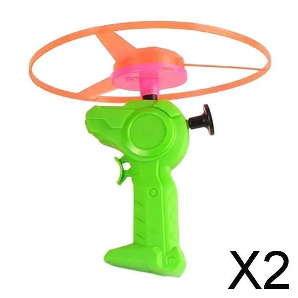 

2xFunny Flying Saucer Toys Funny Colorful Pull Wire Disc Kids Toy for Children
