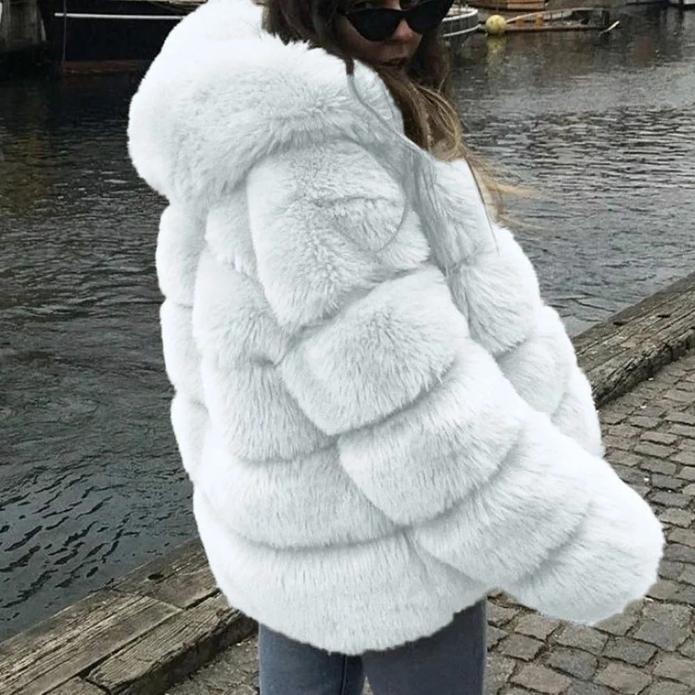 DEAT осень зима с капюшоном из искусственного меха лисы плотное пальто для женщин MG814