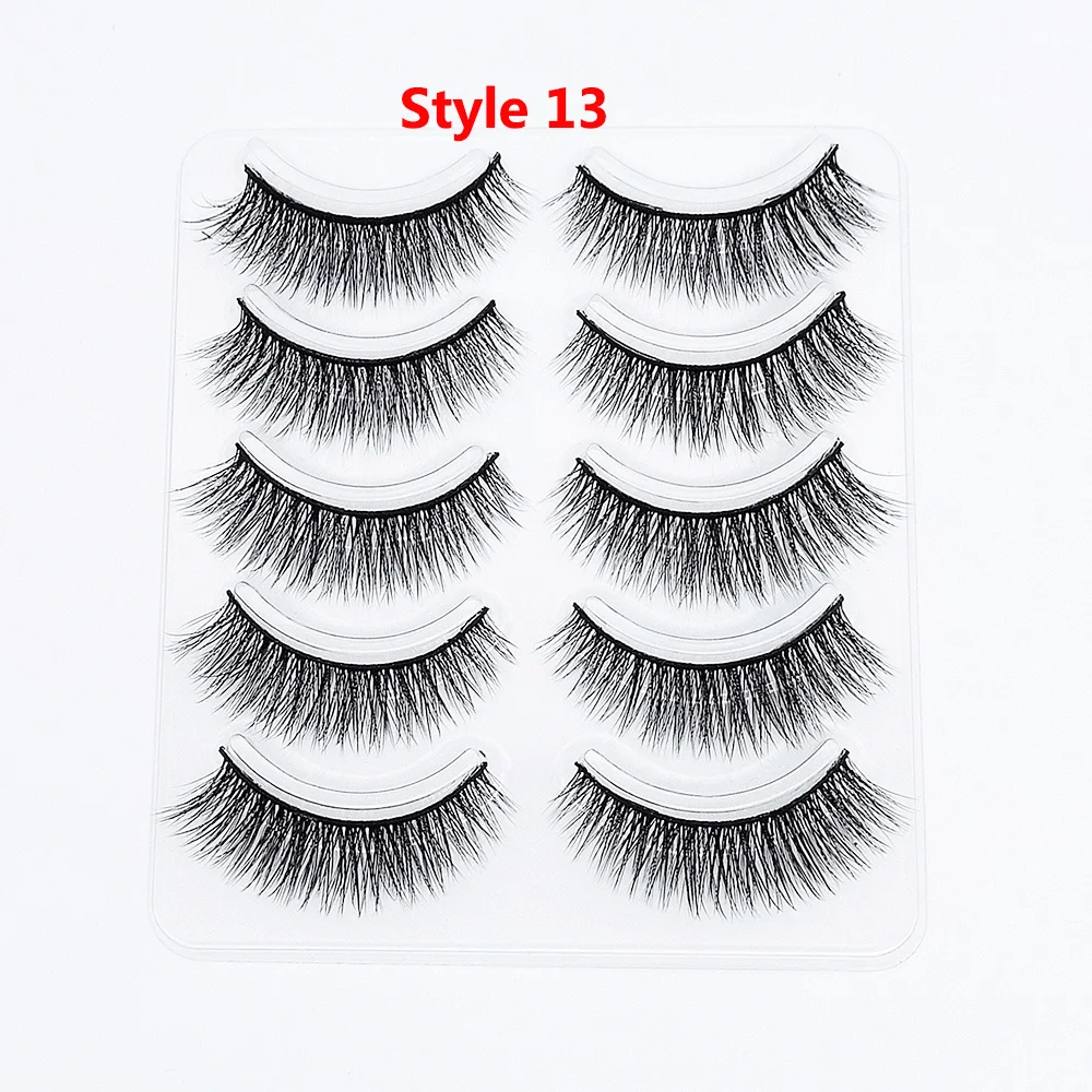 Style 13 5 пар 3D Искусственные норковые накладные ресницы Wispies длинные крестовые ресницы ручной работы инструменты для макияжа глаз - Цвет: Style 13