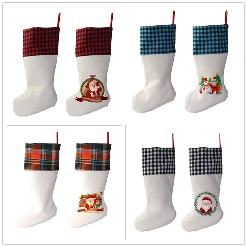 

Wholesale Sublimation Christmas Stocking DIY Socks Gift Bag Christmas Tree Pendant Xmas Personalized Bag For Kids Toy Gift