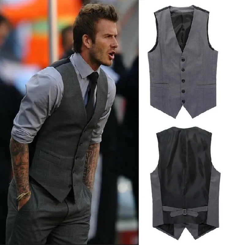 

New Men's Fashion Boutique Cotton Fashion Solid Color Casual Suit Vest Men's Black Gray Formal Businss Vest Wedding Dress S-7XL