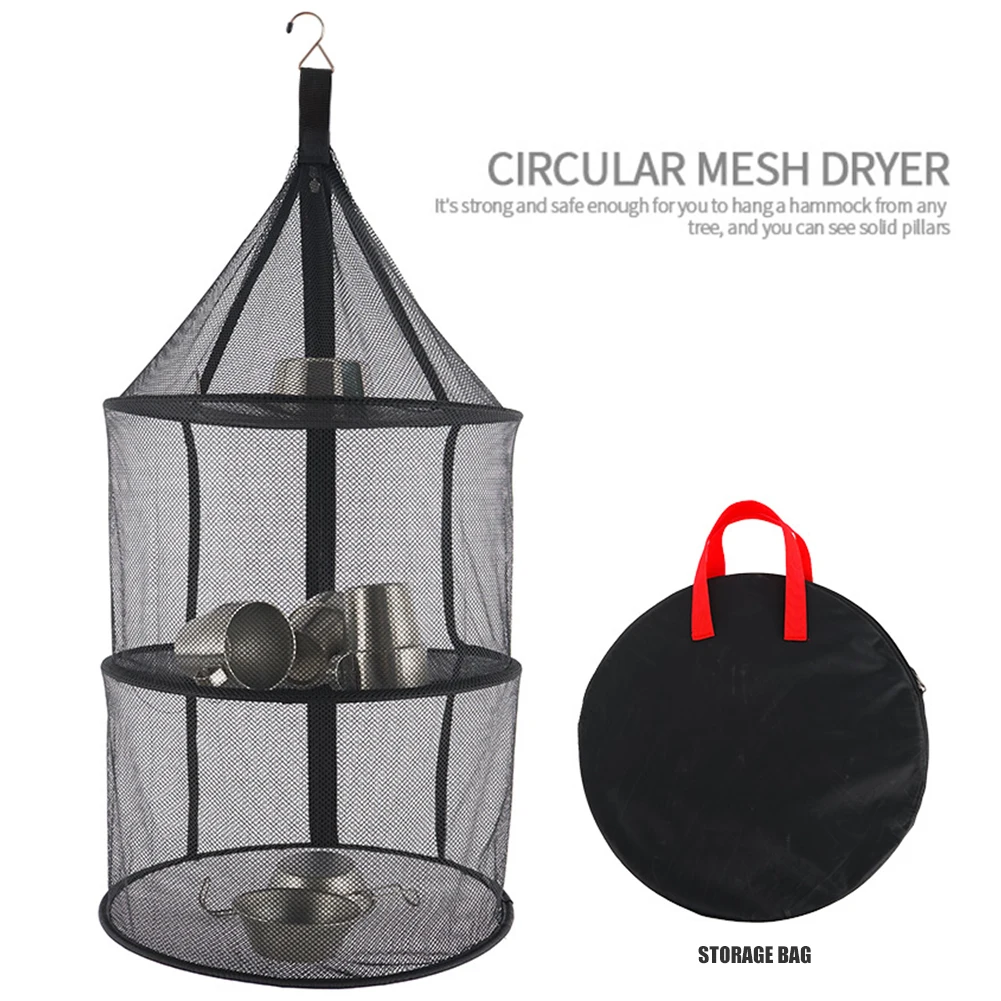 Открытый Складная сушилка для одежды 3 Слои сетка корзина хранения висит