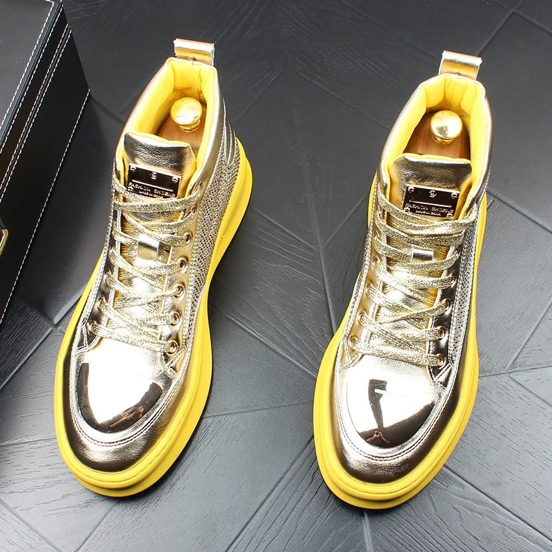 

Men's Designer Charming Rhinestone Shoes Loafers Platform Casual Flats Shoes Male High Top shoes