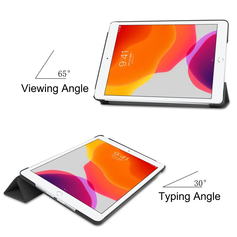 Tablet Protective Case 2019 fashion slim leather +pc tri-fold anti-fall Flip cover tablet case for Apple iPad 10.2" PC | Компьютеры и