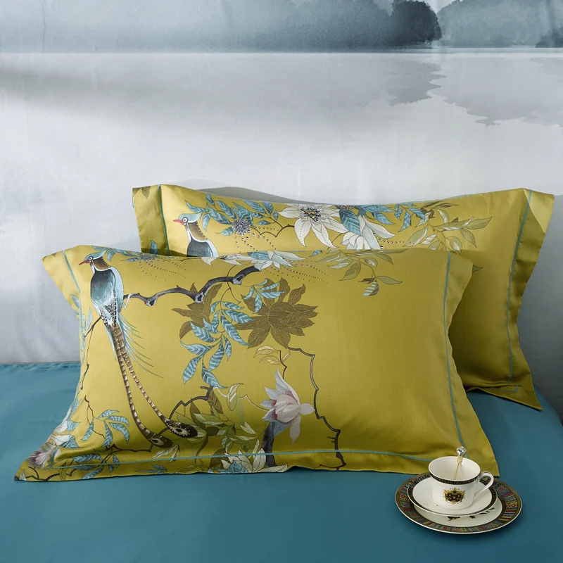 

Natural Plant Tencel Pillowcase High End Quality Lessel Fabric Pillow Case A/B Double Sided Pillow Cover For Healthy Sleep