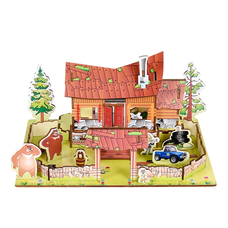 

3D Wooden Puzzle Toys Jigsaw Ice castle Architecture House Ice castle Assembly Kit Kids Learning Educational Toys for Children