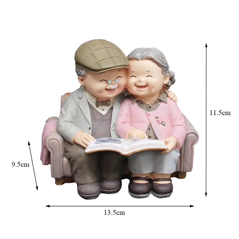 

Creative Grandparents Lover Figurines Couple Miniature Ornaments Resin Old Parents Crafts Wedding Anniversary Gifts Home Decor