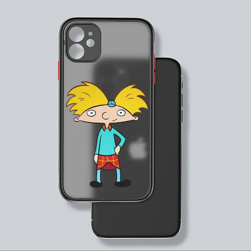 

Hey Arnold lovely Phone Case Matte Transparent for iPhone 7 8 11 12 s mini pro X XS XR MAX Plus coque