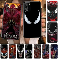 marvel venomel cartoon phone case for xiaomi redmi note 10 9 9s 8 7 6 5 a pro s t black cover silicone back pre style