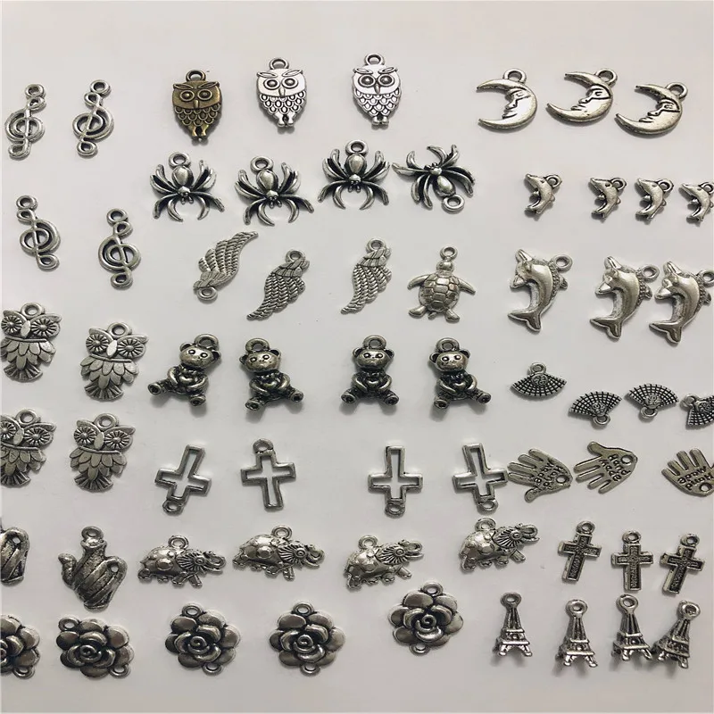 

50pcs hot sale multi style alloy pendant small accessories cute earrings bracelet DIY material