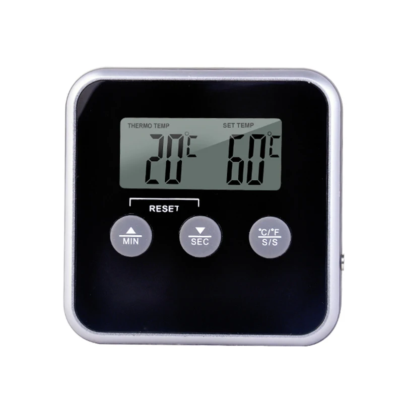 

Digital BBQ Cooking Oven Thermometer Meat Kitchen Food Temperature Meter For Grill Timer Function With Stainless Steel Probe