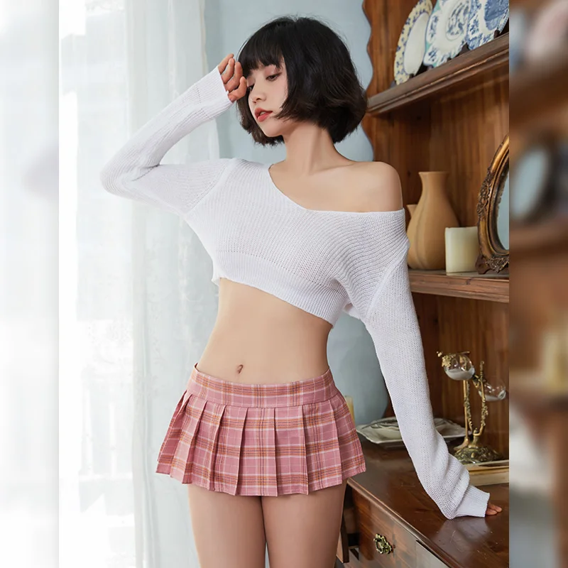 

Women's Sexy Lingerie Hip-length Skirts Passionate Student Outfits Temptation Sweaters Sexy Uniforms