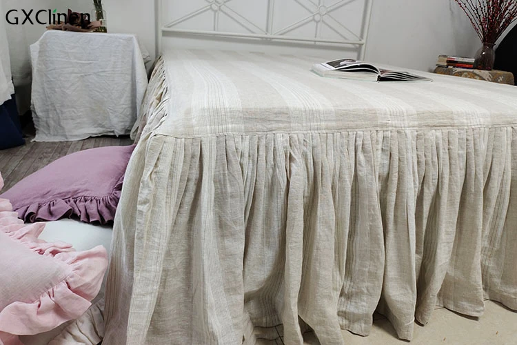 Постельное белье с французскими камнями мягкое покрывало из 100% льна оборками