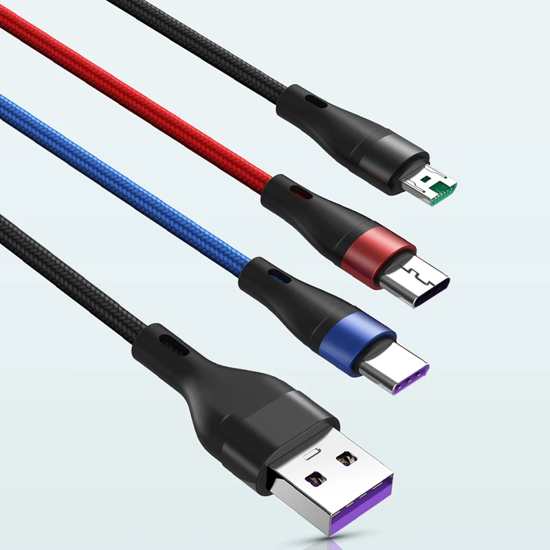 Линия передачи данных 3 в 1 кабель для iPhone Android Type-c мобильный телефон