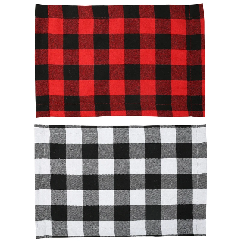 

24 pcs Buffalo Plaid Placemats Red and Black Table Runner for Home Holiday Christmas New Year Table Decorations Wholesale X2