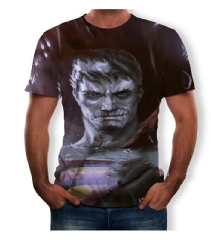 Летняя новая 3D Футболка Мужская Уличная Досуг печатная черная с коротким рукавом