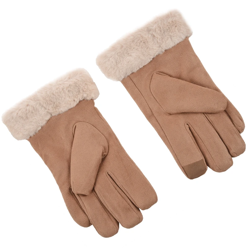 Осенне-зимние замшевые перчатки женские теплые для верховой езды бархатные