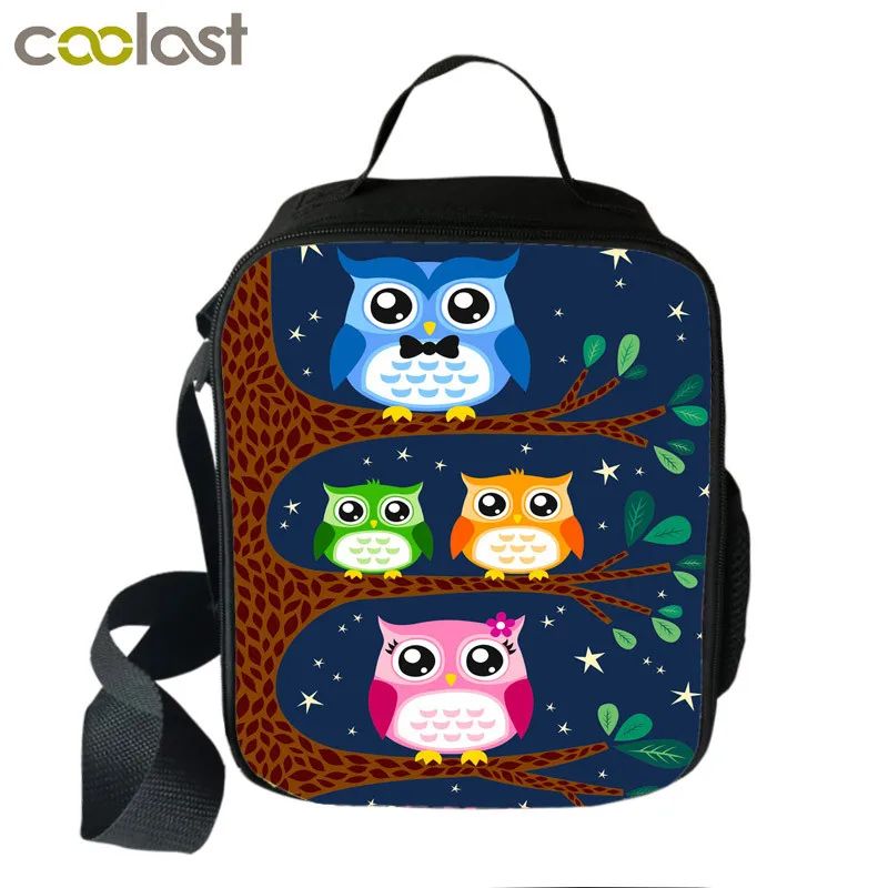 

cute bird owl print lunch box children lunch bags kids school supplies women food storage bag boys girls food container lunch