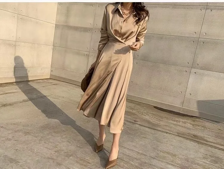 VICONE новое французское аристократическое темпераментное платье с отворотом и