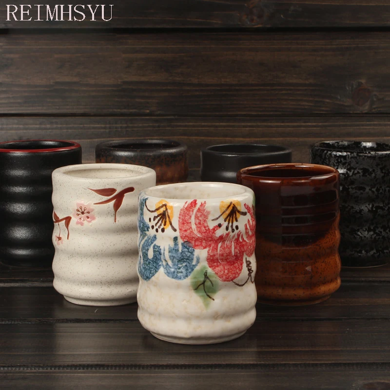 RELMHSYU-Taza de cerámica de estilo japonés Retro, vaso de té, agua, leche, desayuno, vajilla de restaurante, 100ml, 1 ud.