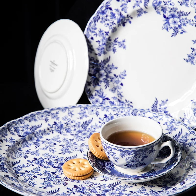 Экспорт Великобритании Бытовая Посуда и тарелки наборы синий белый керамика s