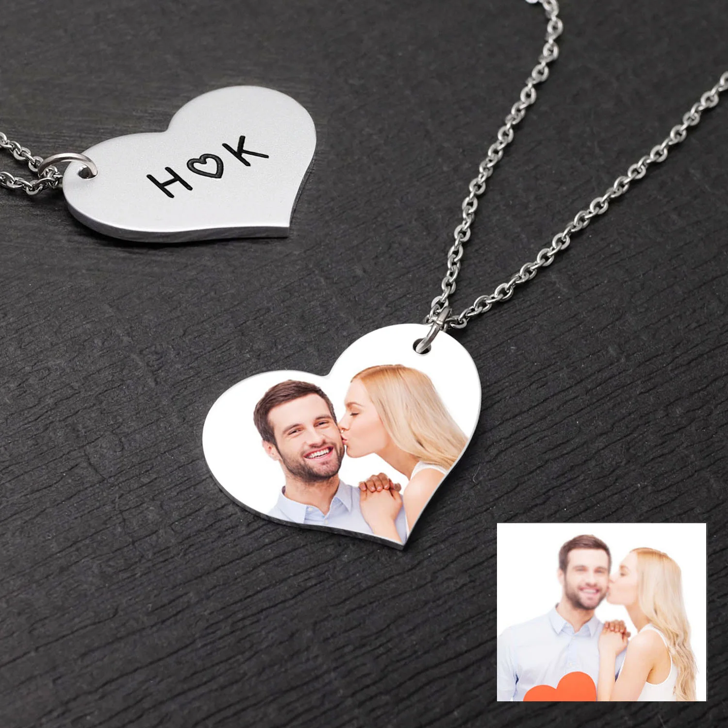 Персонализированное ожерелье с фото на заказ Сердце гравировка ювелирные