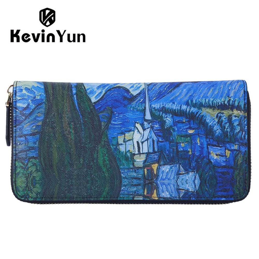 Дизайнерские Брендовые женские кошельки Ван Гога Звездная ночь длинный кожаный