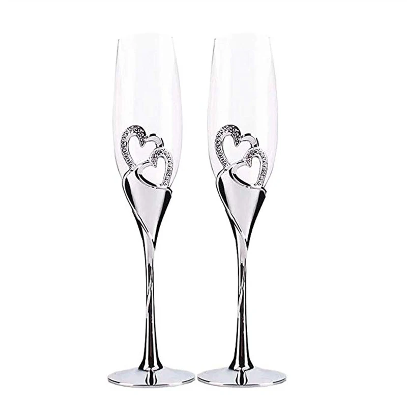 

Элегантные бокалы для шампанского стеклянные фужеры, сверкающие бокалы True Love стеклянные фужеры для свадебного коктейля, вечевечерние
