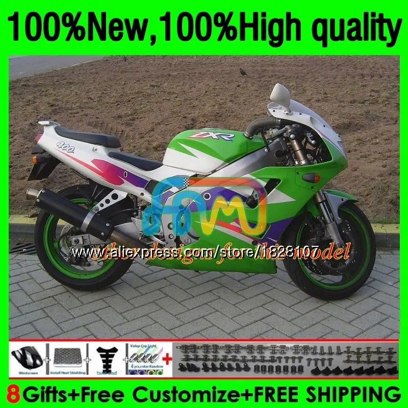Корпус для KAWASAKI комбинезоны зеленый белый ZXR 400 ZXR400 91 92 93 94 95 96 161BS.44 ZXR-400 1991 1992 1993 1994
