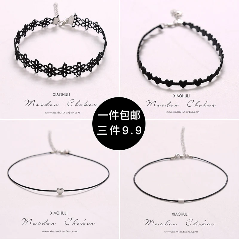 

Женское короткое ожерелье на шею, модный чокер, цепочка до ключиц, аксессуары для шеи, Шейная лента, нишевое Сетчатое красное простое черное ...