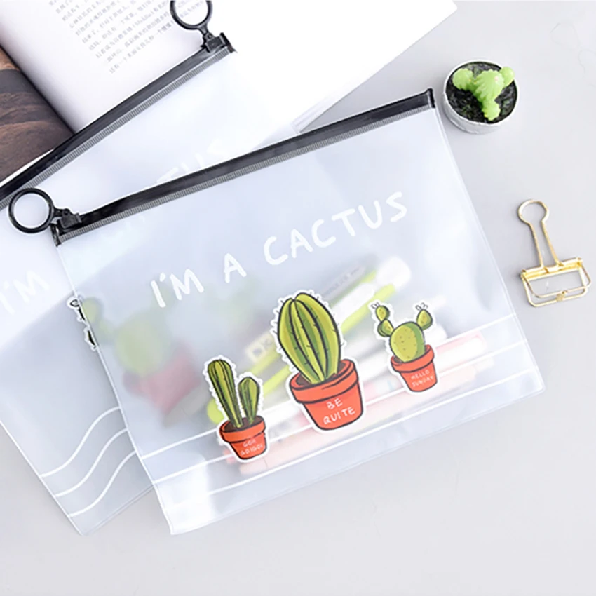 Папка для документов полупрозрачная с рисунком кактуса бумажный держатель сумка