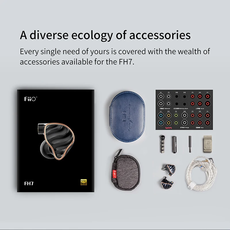 Флагманские Hi Fi наушники FIIO FH7 5 гибридных драйверов (4 Knowles BA + 13 6 мм динамик) IEM