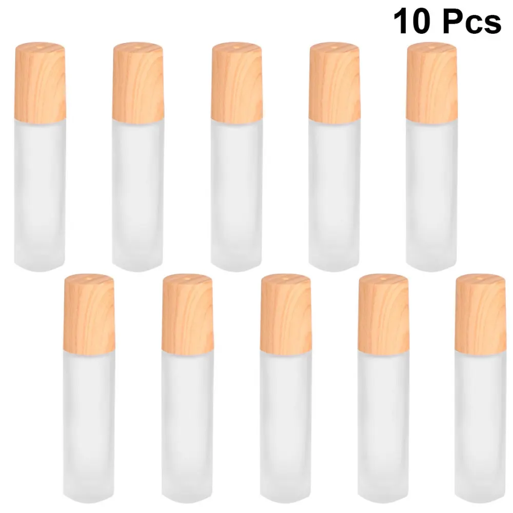 

10pcs 10ml Essential Oil Roller Bottle Empty Glass Bottle with Rolling Bead for Smear Sample(Frosted Color)