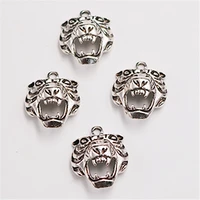 4pcs antique silver color 3d bengal tiger head charm alloy pendant necklace bracelet diy metal jewelry findings 3129mm a1289