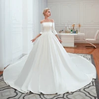 gorgeous satin wedding dress strapless a line lace up princess bridal gown dress