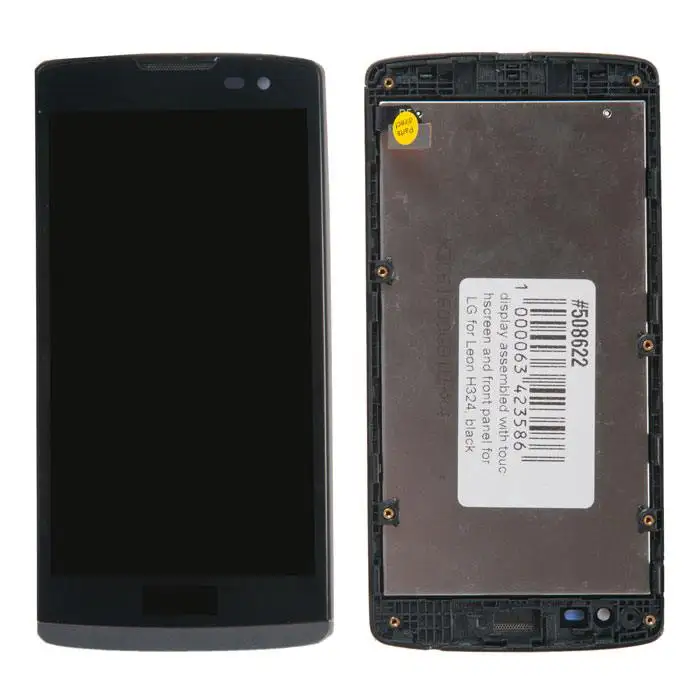 Дисплей в сборе с тачскрином и передней панелью для LG Leon H324 черный | Мобильные