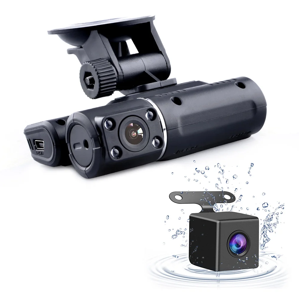 Двойная камера DVR i1000 Full HD 1080P двойной объектив видеорегистратор 2 камеры ночного видения Автомобильный видеорегистратор видеокамера i1000s