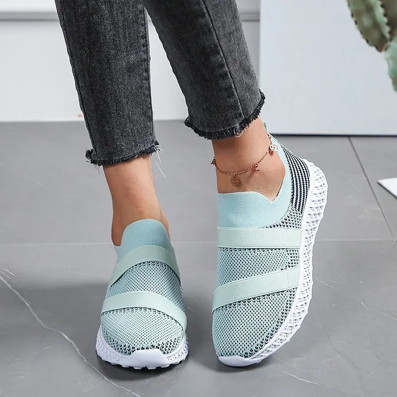 

Fashion Ladies Mesh Flat Shoes Light Color Casual Shoes Comfortable Walking Shoes Ladies Round Toe Large Size Sports Shoes 35-43