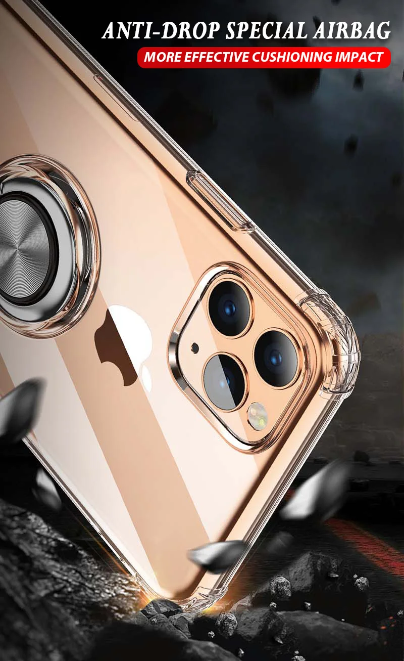 XSDTS Прозрачный 3D противоударный чехол для iPhone 11 Pro XS Max X XR 8 7 6 6S Plus держатель с магнитным креплением автомобильная подставка для стенда чехол Капа