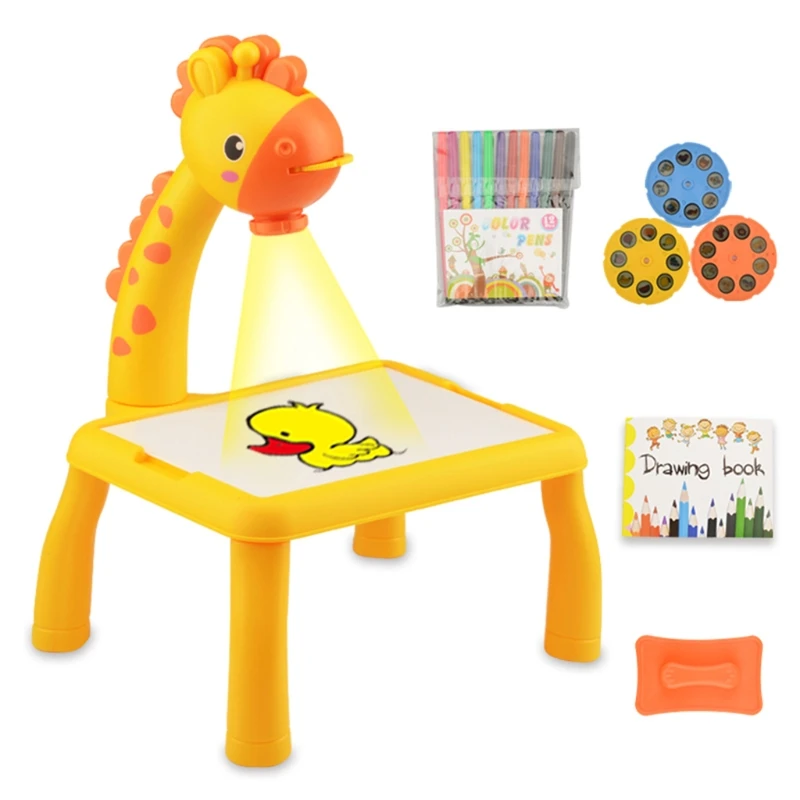 

T5EC Brain Developmental Drawing Desk w/ Electric Projection Paint & Trace White Board for Children Early Learning Education