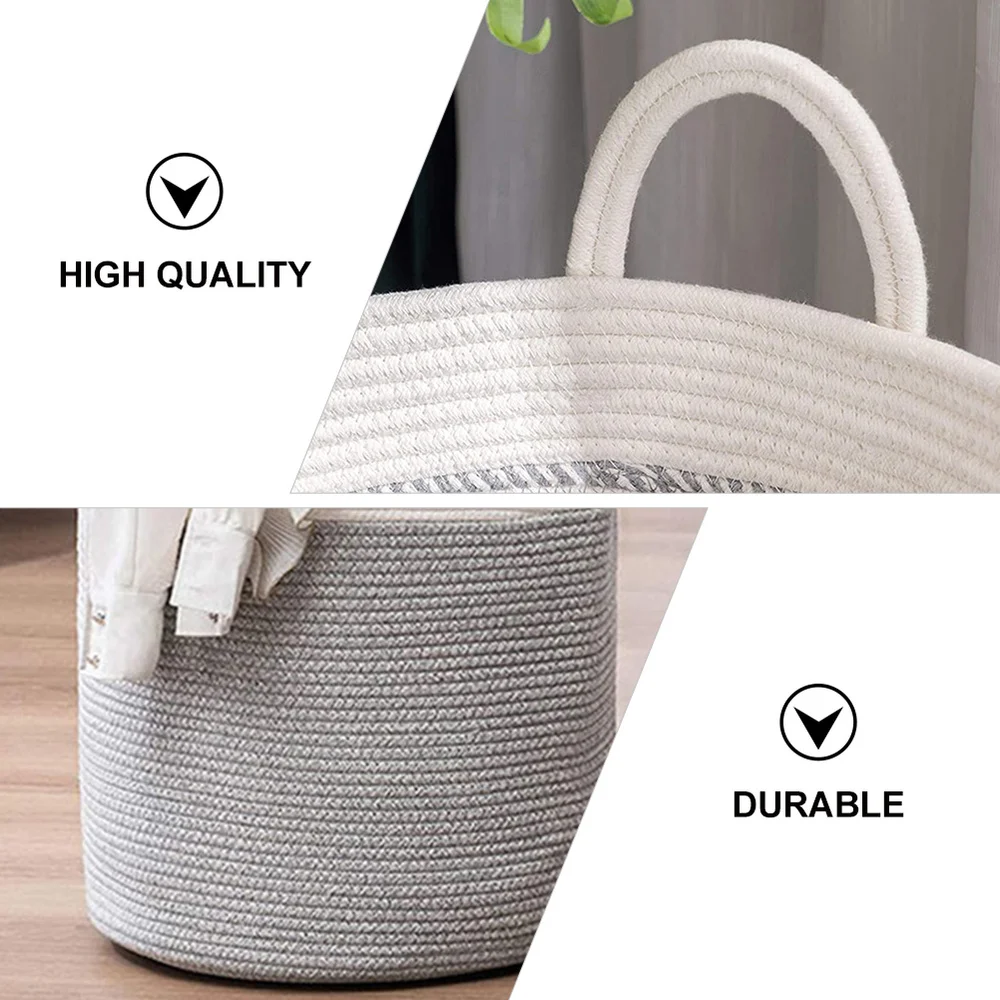 

Durable Laundry Room Weave Basket Fashionable Gray White Home Decorative Basket