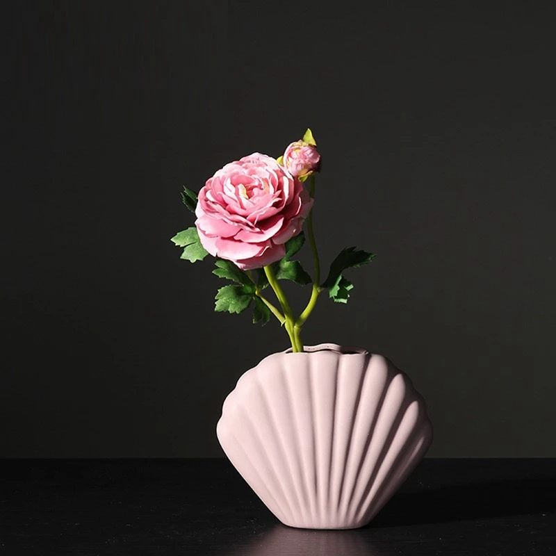 Nordic Art Shell Vase Modern Minimalist Ceramic Flower Arrangement Container Decor Holder Ornament Home | Дом и сад