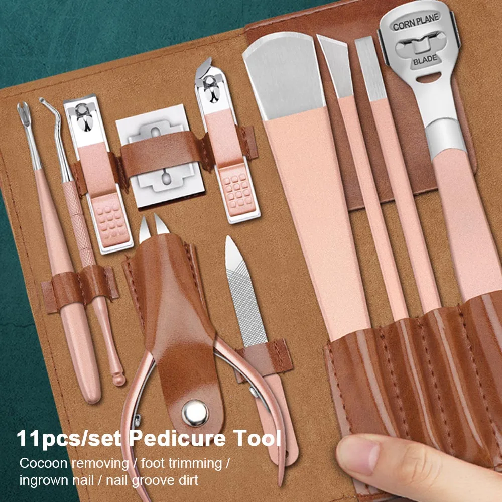 11 шт./компл. Наборы инструментов для ногтей из нержавеющей стали щипцы толкатель