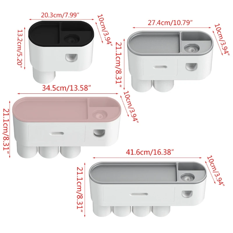 

Toothbrush Holder Automatic Toothpaste Squeezer Wall Mounted Storage Rack
