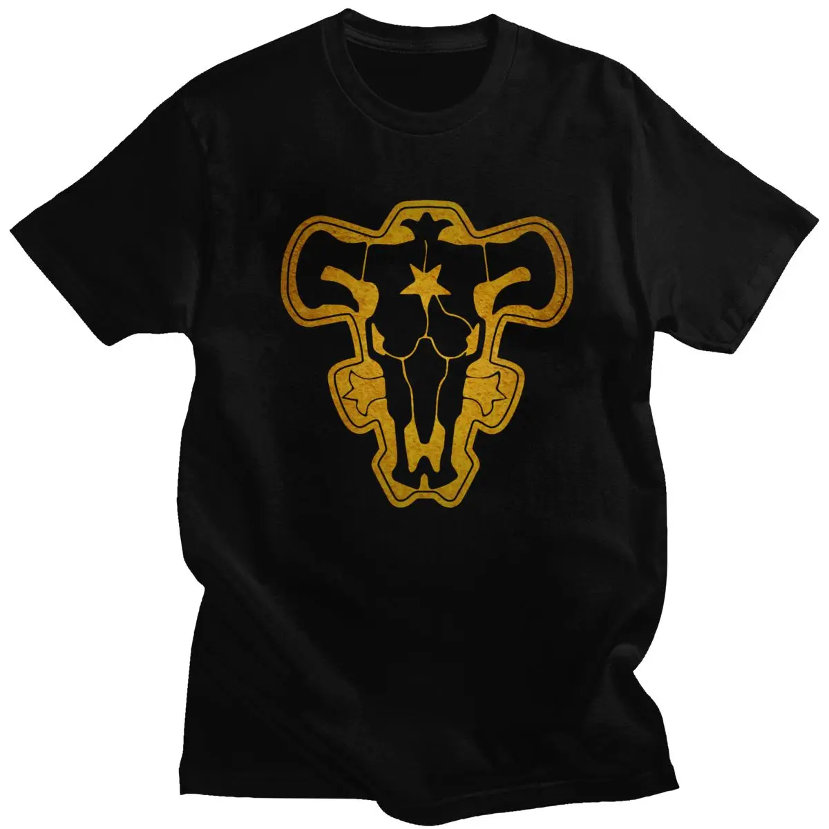 

Black Cover Bulls T Shirt Men Pre-shrunk Cotton Awesome T-shirt Short Sleeved Japanese Anime Tshirt Manga Asta Tee Tops Clothing