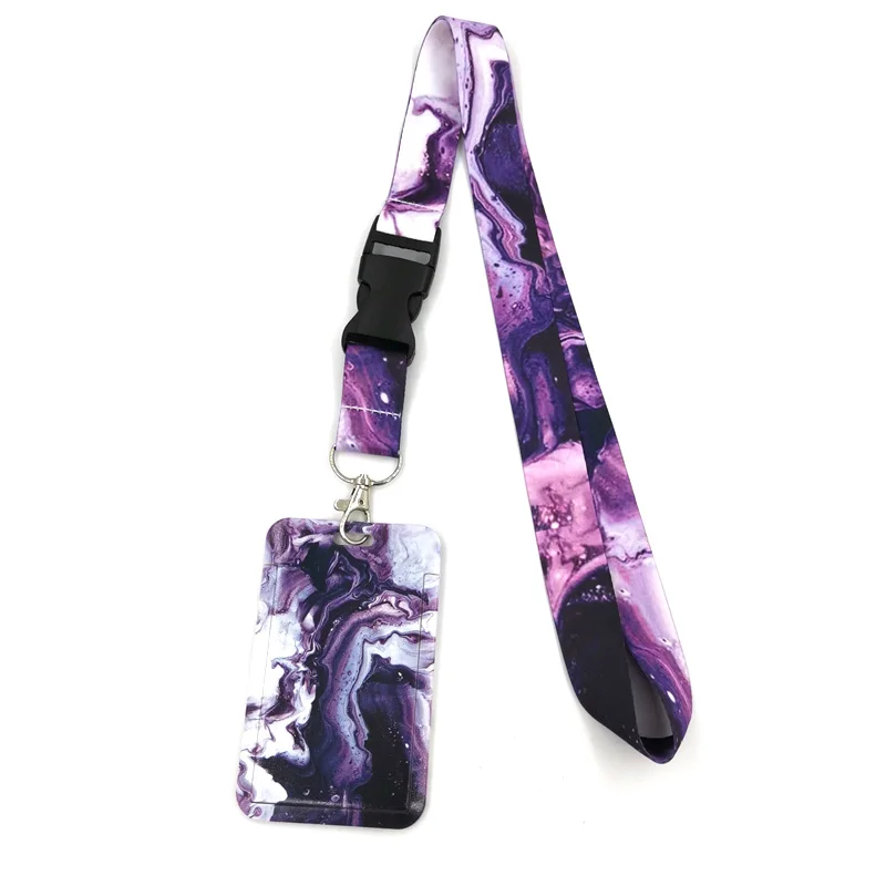 Purple Cool Waves Marble pattern Cartoon Retractable Badge Reel Lanyard Nurse ID Business Credit Card Work Holder | Дом и сад