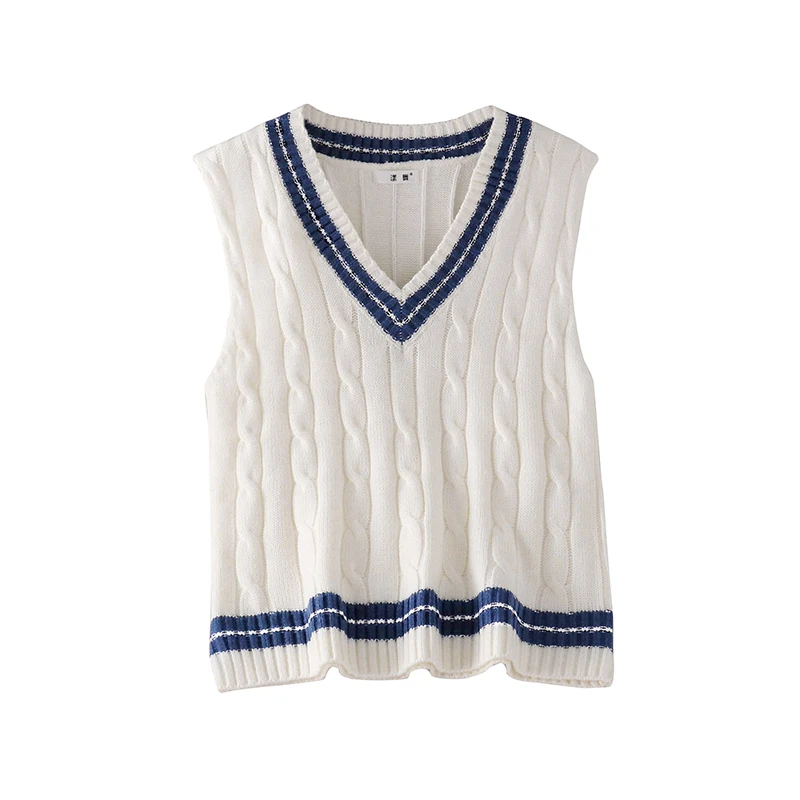 

Casual Style Sleeveless Sweater Women Fall 2021 Korean Clothes Knitted V-neck Loose Spring Autumn Pullovers Female Fashion