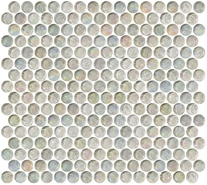 19 мм круглая аквасиняя глазурованная стеклянная мозаичная плитка радужная Белая