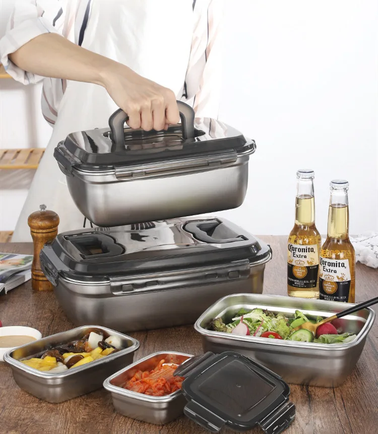 Пищевой контейнер из нержавеющей стали 304 для хранения бенто кухонные предметы